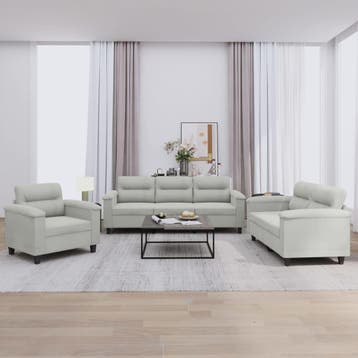 vidaXL 3-delige Loungeset met kussens microvezelstof, Verzenden, Nieuw
