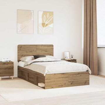 vidaXL Bedframe Ambachtelijk Eiken 120 x 200 cm Massief, Verzenden