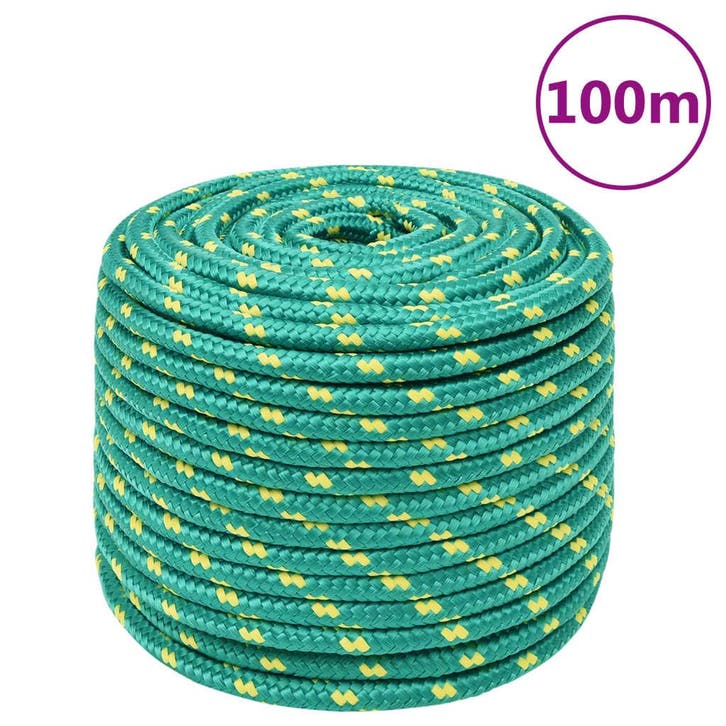 vidaXL Boottouw 12 mm 100 m polypropyleen groen, Bricolage & Construction, Quincaillerie & Fixations, Envoi