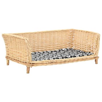 vidaXL Hondenmand met kussen 90x54x35 cm natuurlijk wilgen, Dieren en Toebehoren, Verzenden, Nieuw