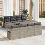 vidaXL Bankstel met kussen 7 pcs Lichtgrijs poly rattan, Verzenden