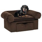 vidaXL Hondenbank met lade 75x50x38 cm pluche bruin, Verzenden, Nieuw