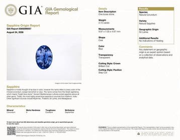 1 pcs Blauw Saffier - 2.72 ct - Gemological Institute of