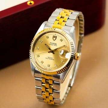 Tudor - Prince Date Gold&Steel Gold Dial Diamond Index