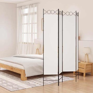 vidaXL Kamerscherm met 4 panelen 160x200 cm stof wit, Verzenden