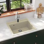 vidaXL Gootsteen enkele bak graniet beige, Verzenden, Nieuw