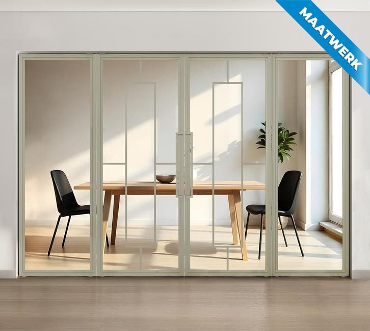 Dubbele stalen taatsdeur met glaspanelen Kiezelgrijs 5 Vlaks, Bricolage & Construction, Fenêtres & Moustiquaires