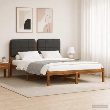 vidaXL Bedframe met gestoffeerd hoofdbord Naturel en, Verzenden, Nieuw