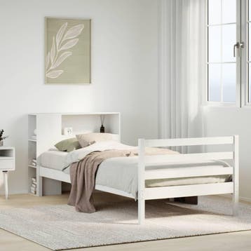 vidaXL Bed met boekenkast zonder matras grenenhout wit, Huis en Inrichting, Verzenden, Nieuw