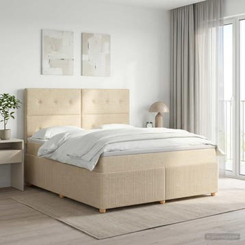 vidaXL Boxspringbed met matras Crèmekleurig 140 x 190 cm, Verzenden, Nieuw