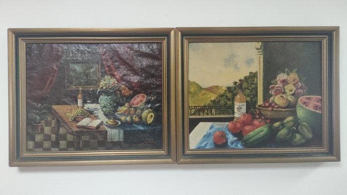 R. Oller (XX) - NO RESERVE - Pareja de bodegones (x2), Antiquités & Art, Art | Peinture | Classique