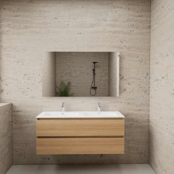 ACTIE BWS Badmeubel | Paris | Naturel Eiken 120 cm | Mat Wit, Ophalen of Verzenden, Nieuw, Bad