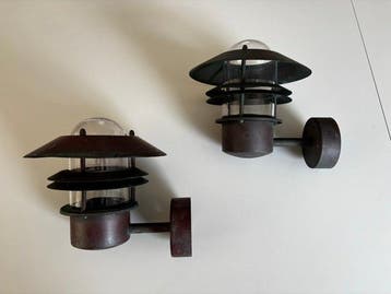 Wandlamp - Koper, Glas, Antiek en Kunst