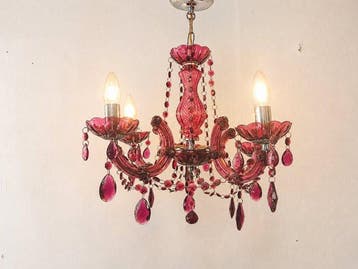 Lampe - Lustre araignée, vintage, fuchsia, avec des, Antiek en Kunst