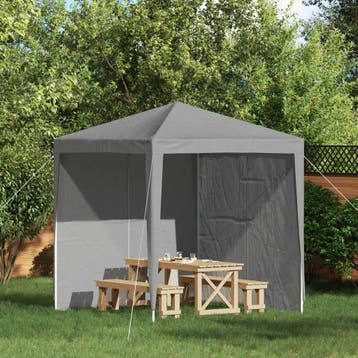 vidaXL Party Tent Zijwand 2 st 200 x 195 cm Lichtgrijs PE en, Verzenden