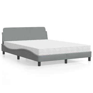 vidaXL Bed met matras Dover stof lichtgrijs 140x190 cm, Verzenden, Nieuw