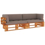 vidaXL Tweezitsbank pallet met kussens honingbruin, Verzenden, Nieuw