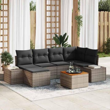 vidaXL Tuinbank Set 7 st Grijs, Verzenden