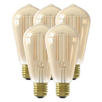 Set van 5 Calex Smart LED Lamp Edison Gold E27 7W 806lm, Verzenden