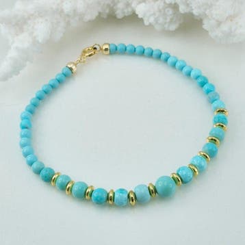 Turquoise - Zilver, Verguld - Armband - TURCHESE NATUURLIJK