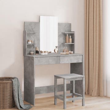 vidaXL Kaptafel met spiegel 96x39x142 cm betongrijs, Verzenden