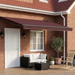 vidaXL Handbediende luifel met LEDs Bruin en, Tuin en Terras, Zonneschermen, Verzenden, Nieuw