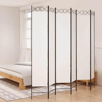 vidaXL Kamerscherm met 6 panelen 240x220 cm stof wit, Verzenden
