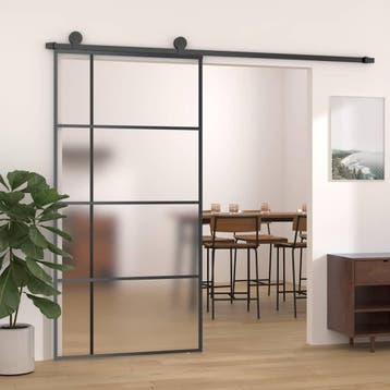 vidaXL Schuifdeur 102,5x205 cm mat ESG-glas en aluminium, Doe-het-zelf en Bouw, Verzenden, Nieuw
