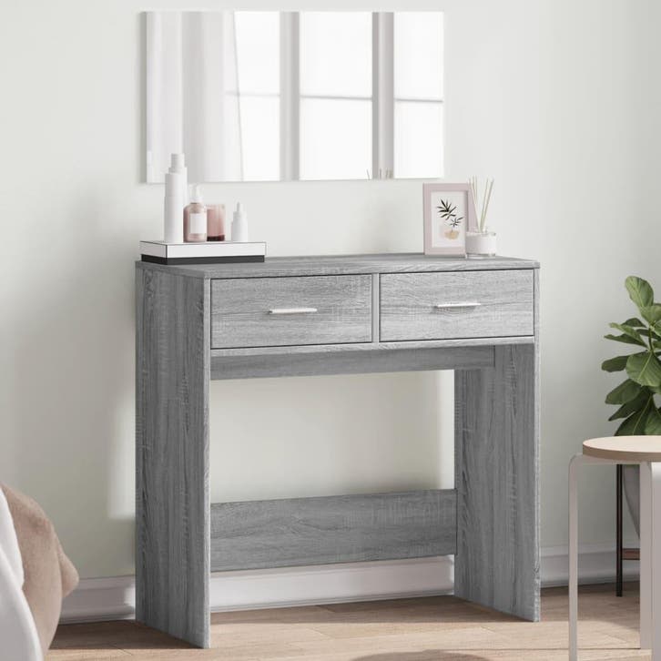 vidaXL Kaptafel met spiegel 80x39x80 cm grijs sonoma, Huis en Inrichting, Tafels | Kaptafels, Nieuw, Verzenden