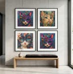AA178 - Decoratieve stof met 4 droomkatten in