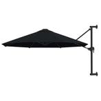 vidaXL Wandparasol met metalen paal 300 cm zwart, Tuin en Terras, Verzenden, Nieuw
