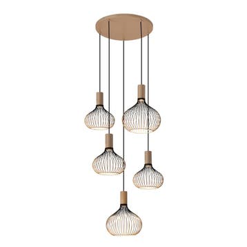 Moderne Hanglampen Isabel 5-lichts Hanglamp Zacht Beige, Verzenden, Nieuw