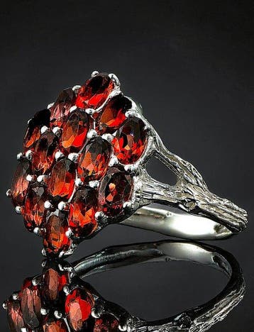 Natuurlijke granaat ring - 925 sterlingzilver - Vintage
