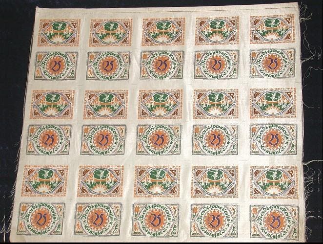 Originaldruckbogen zu 15 x 25 Mark 2 2 4 1922 Stadtsparka..., Postzegels en Munten, Munten | Nederland, Verzenden