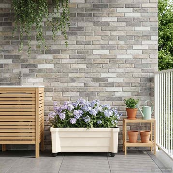 vidaXL Calypso planter met wielen PP Wit, Verzenden