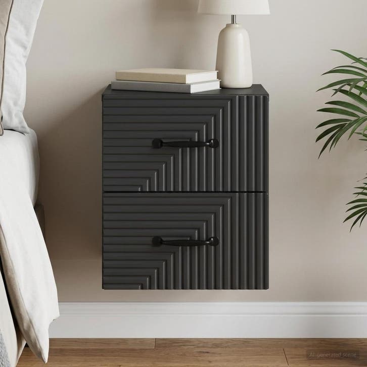 vidaXL Muurbevestigde Nachttafel Zwart 34,5 x 33 x 40 cm, Maison & Meubles, Chambre à coucher | Tables de chevet, Envoi