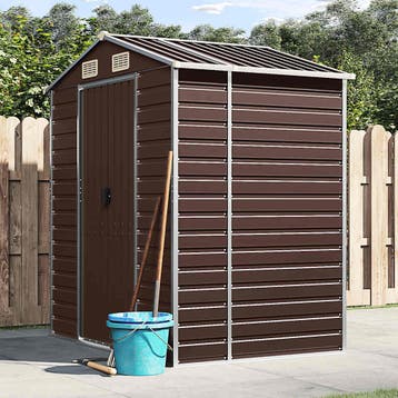 vidaXL Tuinschuur 191x130x198 cm gegalvaniseerd staal bruin, Verzenden, Nieuw
