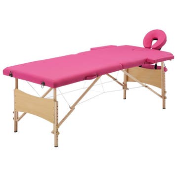 vidaXL Massagetafel inklapbaar 2 zones hout roze, Sport en Fitness, Verzenden, Nieuw
