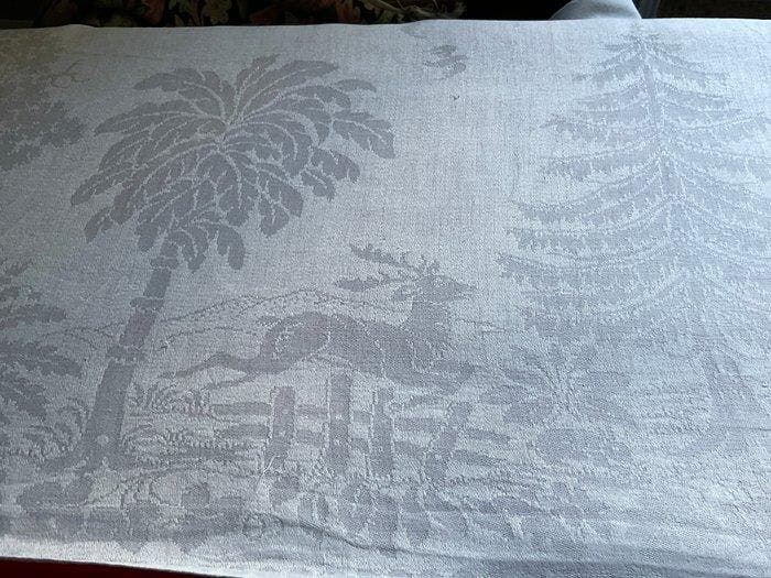 Linnen tafellinnen uit de late negentiende eeuw met, Antiek en Kunst, Antiek | Tapijten, Tafelkleden en Textiel