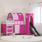 vidaXL Kidsloftbedframe Wit en roze 107 x 200 cm Metaal, Verzenden, Nieuw