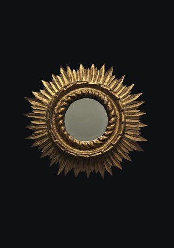 Wandspiegel- Hollywood Regency Sunburst-wandspiegel - Hout