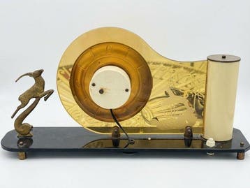 Tafelklok - Art Deco Glas, Plastic, Brons - 1920-1930