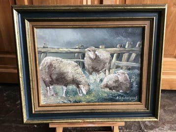 Dirk van Echelpoel (XX) - Schapen voor het hek