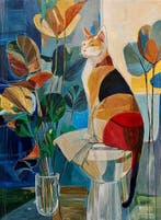 Kiri Aguilera (1982) - Composición en Azul y Gato Calicó