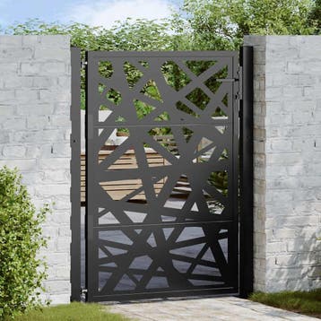 vidaXL Poort met lichtontwerp 100x125 cm staal zwart, Verzenden