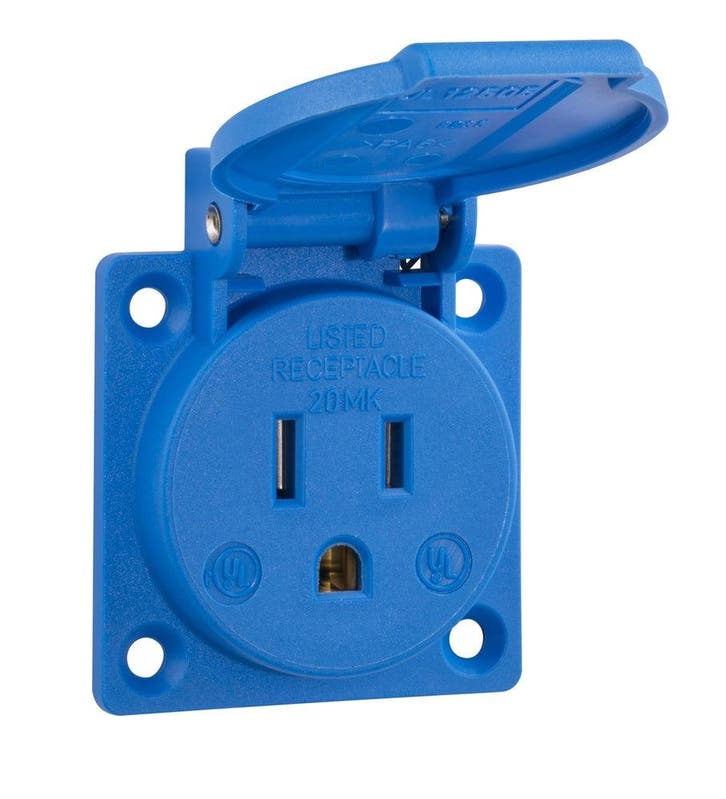Prise Évaluée UL 125V 15A Bleue NEMA 5-15R - UL12505, Doe-het-zelf en Bouw, Elektriciteit en Kabels, Verzenden