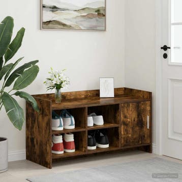 vidaXL Schoenenkast Gerookt eiken 100 x 39,5 x 51 cm Bewerkt, Verzenden