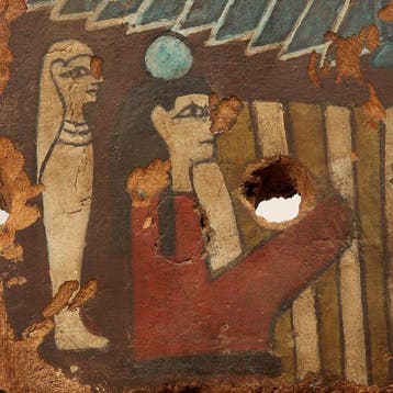 Oude Egypte, Middenrijk Hout Sarcofaagpaneel, Antiek en Kunst