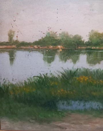 A. Putti (XIX) - Paesaggio fluviale, Antiek en Kunst
