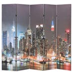vidaXL Kamerscherm inklapbaar New York bij nacht 200x170 cm, Verzenden, Nieuw
